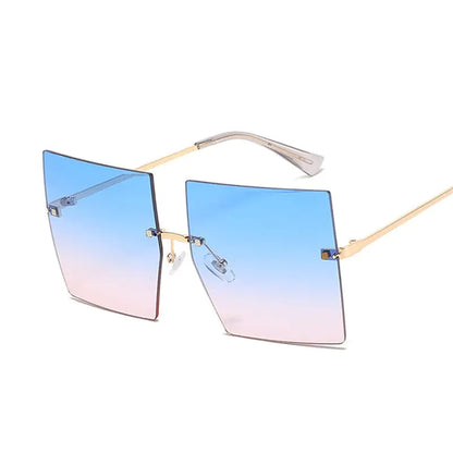 Oversized Rimless Square Sunglasses